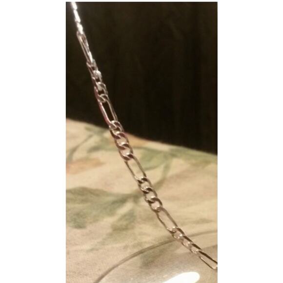 Sterling Silver 925 Plated 30 Inch Figaro Chain Necklace New 1/16th" Wide - Picture 3 of 3